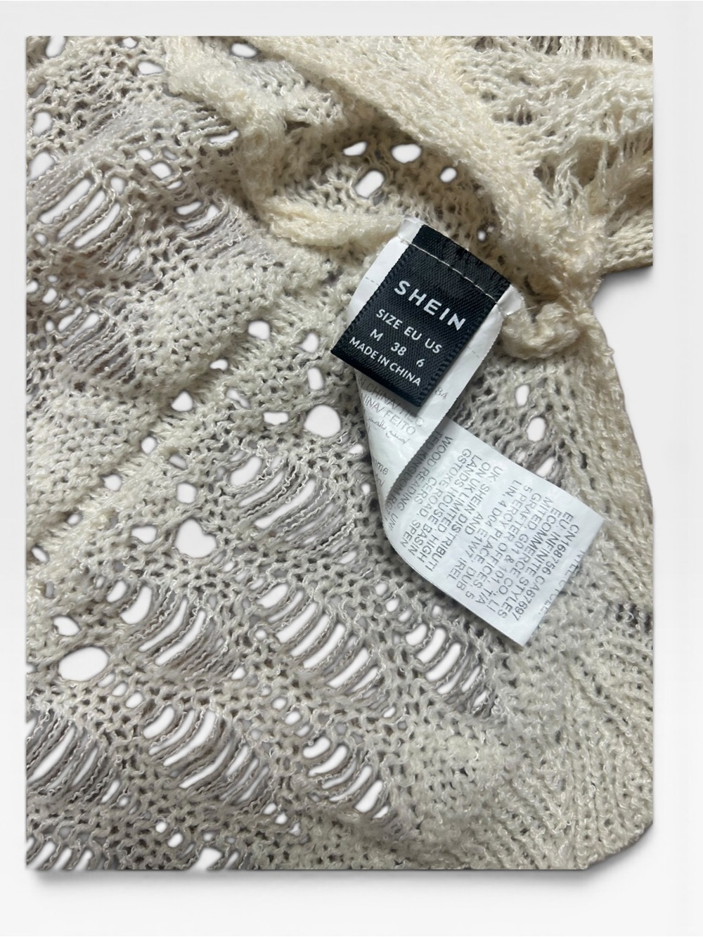 White Fox Boutique Ruffle Halter Dress & Shein Crochet Cardigan Set Cream - Picture 7 of 8